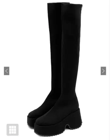 스트레치 니트 통굽 롱 부츠