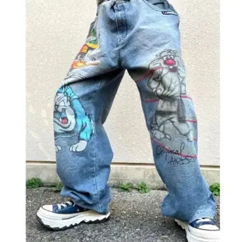 LOT29 초와이드 배기 데님 팬츠 루니툰 스트릿 Y2K 3L