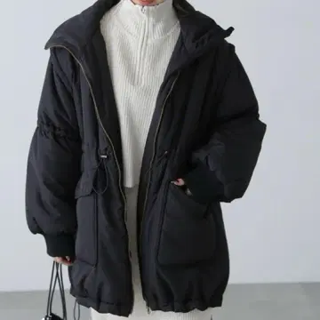 FREE'S MART 스탠드 충전솜 허리 드로스트 코트