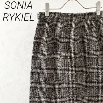SONIA RYKIEL 미디 스커트 타이트 체크 무늬 울 100%