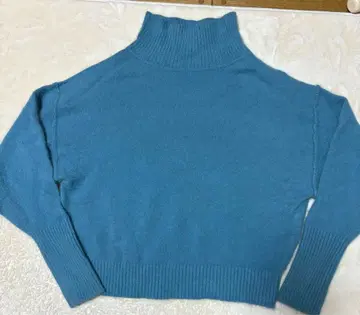 블루 계열 컬러 터틀넥 스웨터 긴팔