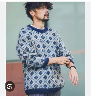 어반 리서치 패턴 자카드 모헤어 혼방 풀오버