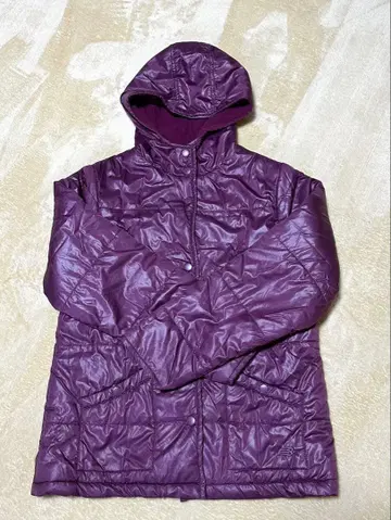 퍼플 후드 부착 다운 자켓
