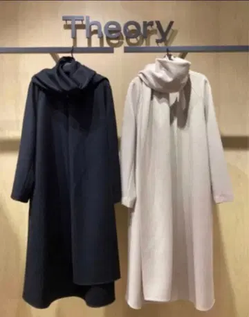 띠어리 인기 스톨 포함 코트 블랙