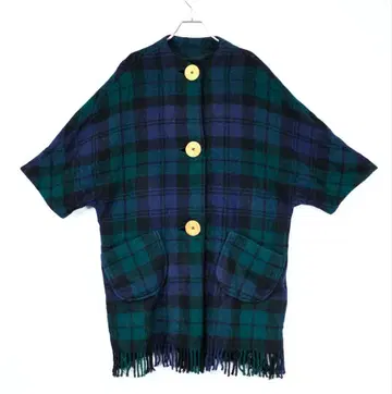 1960~70s 빈티지 프린지 울 코트 케이프 반팔 구제 의류