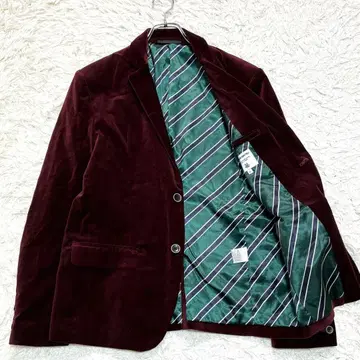 남성용 바츠 벨로아 테일러드 자켓 버건디 LL 사이즈.