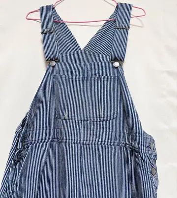 스트라이프 패턴 데님 점프 스커트