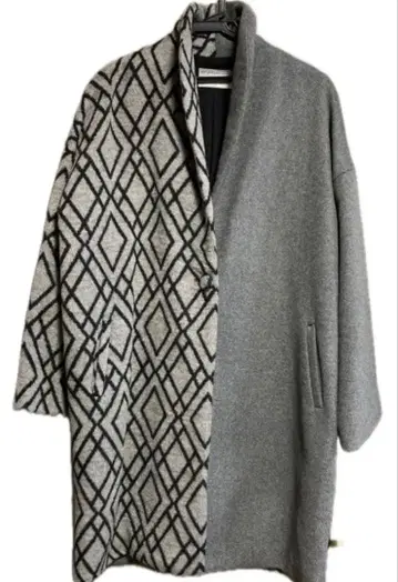 안티카 노카라 코트 다이아 무늬 절개 그레이 여성용
