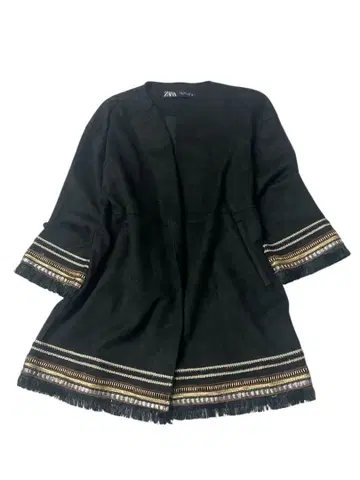 e245 ZARA 코디 이로 블랙 프린지 노카라 코트