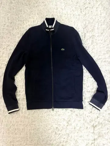 LACOSTE 네이비 풀 집업 스웨터