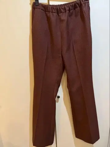 MAISON SPECIAL 브라운 격자 무늬 와이드 팬츠