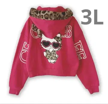 세실 아베일 헬로키티 핑크 후드티 레오파드 무늬 3L