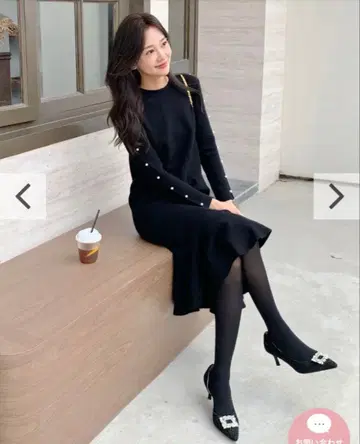 BIRTHDAY BASH MIDI PEPLUM KNIT DRESS 블랙