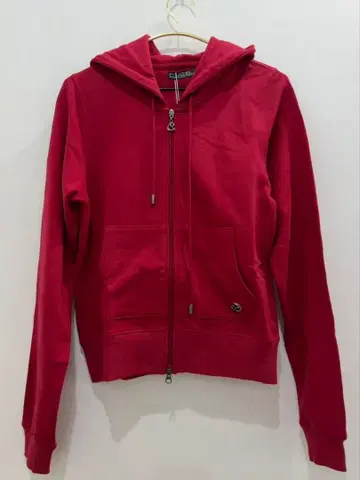 coyseio 레드 프론트 지퍼 후드 부착 후드티