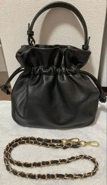 천연 가죽 복조리 백 2way 체인 숄더 포함