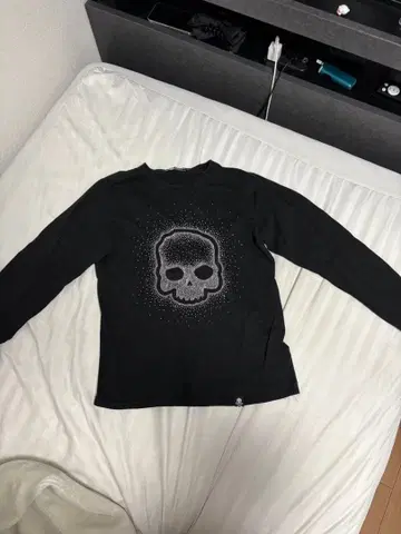 HYDROGEN 스컬 디자인 블랙 긴팔 티셔츠 XXL