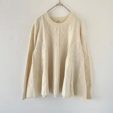 FRAMeWORK 아이보리 케이블 짜임 니트 플레어 A라인