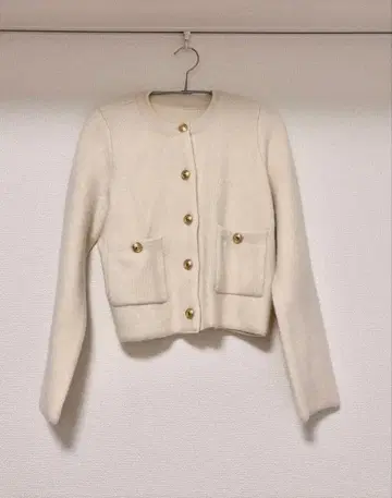 anuans 캐시미어 블렌드 노카라 니트 자켓 [ 아이보리 ]