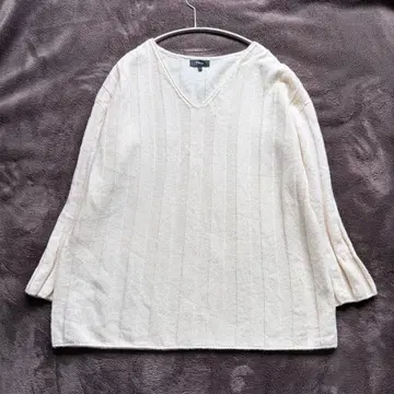 새상품급 띠어리 와이드 리브 V넥 니트 S 캐시미어 실크 혼방 아이보리