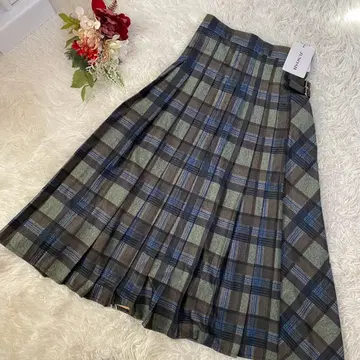 [ JUNOAH ] 체크 무늬 플레어 스커트 (M)