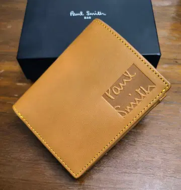 폴스미스 새상품 남성용 가죽 로고 카멜 이단 접이식 지갑