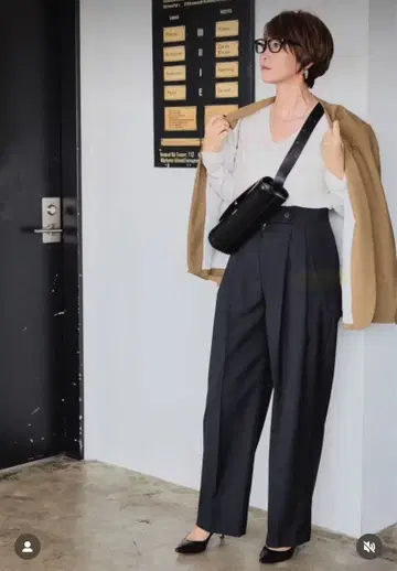 conte 2 턱 와이드 팬츠 블랙 사이즈 36