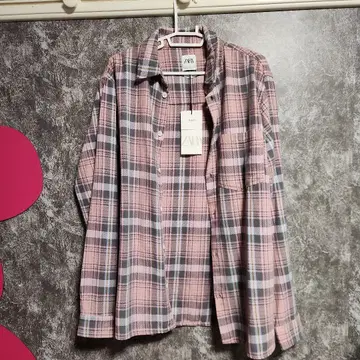 ZARA 핑크 계열 체크 긴팔 셔츠 M 사이즈