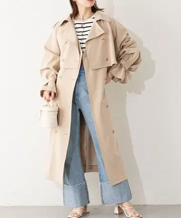 chico 3way 스탠드 카라 트렌치코트 베이지