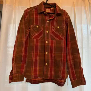 Horizon 긴팔 플란넬 셔츠 L 레드/브라운 체크