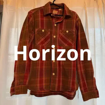 Horizon 긴팔 플란넬 셔츠 L 레드/브라운 체크
