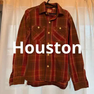 Houston 긴팔 플란넬 셔츠 L 레드/브라운 체크