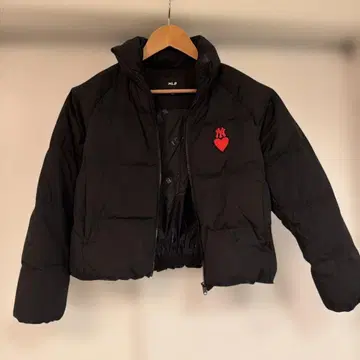 여성용 MLB 블랙 다운 자켓 하트 자수