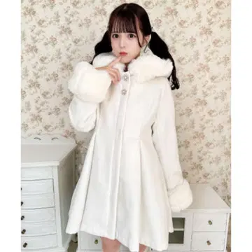 ROJITA 백리본 후디 코트 화이트 로지타