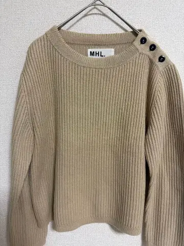 MHL. 마가렛호웰 코튼 리브 니트탑 어깨 버튼