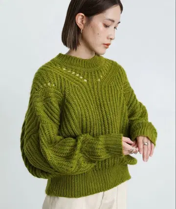 [ selectMOCA ] 오버 볼륨 니트 그린 니트 스웨터