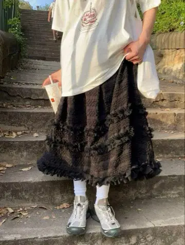 my Samoyed Soft Ice Cream Skirt 롱 스커트 블랙