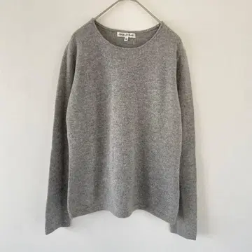 크레오스 캐시미어 100% 스웨터 니트 크루넥 그레이 L 루즈핏