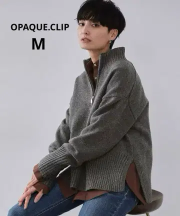 OPAQUE.CLIP 하프 지퍼 미들 게이지 니트