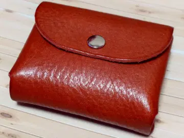 돈을 접지 않는 미니 지갑 히메지 가죽 레드 (벽돌색)