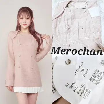 새상품 다리치 플리츠 도킹 트위드 미니 원피스 핑크 FL