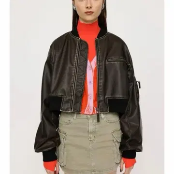 [ 당일 발송 ] SLY VINTAGE F/LEATHER CROP 블루종