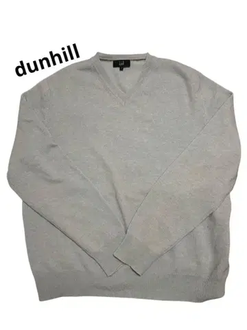 던힐 스카이블루 V넥 스웨터 L 사이즈 긴팔 100% 울