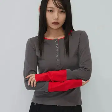 Enewd nina half button bicolor tops