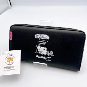 스누피 라운드 장지갑 75th/블랙 여성용 키즈 장지갑