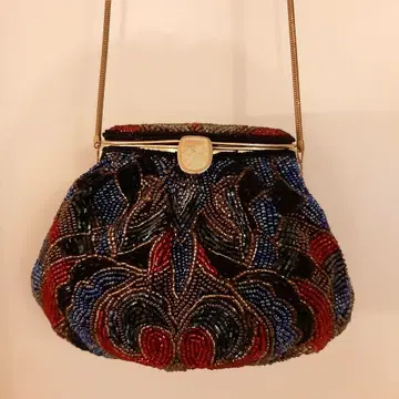 [ 새상품급 ] 총 비즈 백 빈티지 파티 백 2way 골드 레트로