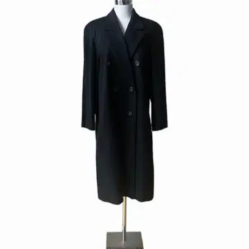 빈티지 더블 브레스트 캐시미어 롱 코트 블랙 울 구제 의류 13호
