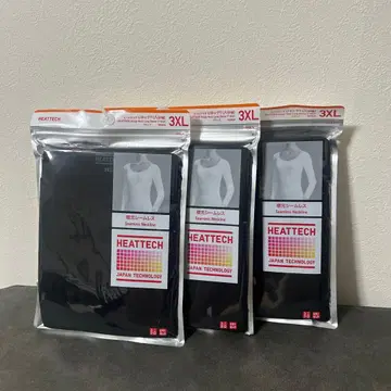 히트텍 U넥 T 8부 소매 블랙 3XL 4L 3개 유니클로