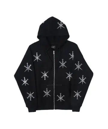 UNKNOWN LONDON 블랙 지퍼 후드티 M 라이트 스톤