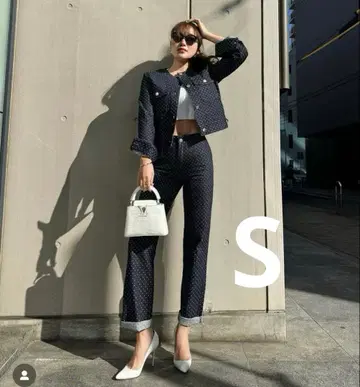 sheller Dot jacquard denim pants indigo