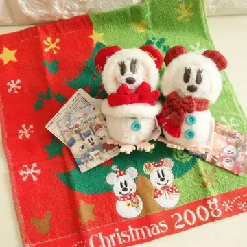 새상품 디즈니 미니 크리스마스 스트랩 배지 & 핸드 타월 세트